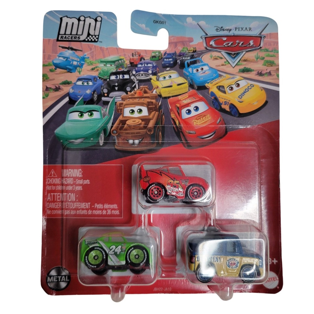NEW Disney Pixar Cars Mini Racers 3 Pack Red Green Lightning McQueen Brick Dextr